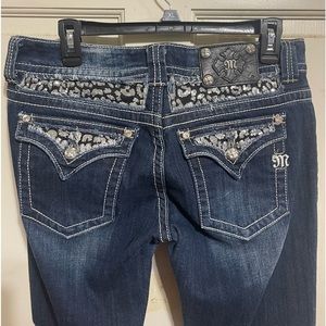 MISS ME Sequin Lace Flap Pocket Bootcut Sz 31 Distressed Stretch Jeans JP5002-34